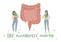 Irritable bowel syndrome awareness month. Healthy nutrition poster