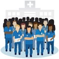 Irritated or angry nurse group vector concept