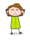 Irritated Cartoon Girl Face Expression Vector