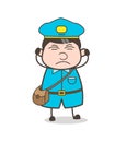 Irritated Cartoon Postboy Character