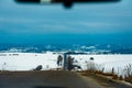 An irritated driver moves slowly on extremely poor Ukrainian roads