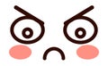 Irritated face. Unhappy kawaii emoji. Pouting expression