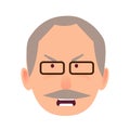 Irritated Facial Expression of Elderly Man Vector