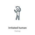 Irritated human outline vector icon. Thin line black irritated human icon, flat vector simple element illustration from editable