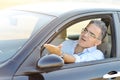 Irritated male driving car in traffic - road rage concept Royalty Free Stock Photo