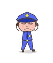 Irritated Officer Face Expression Vector