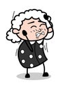 Irritated - Old Cartoon Granny Vector Illustration Royalty Free Stock Photo