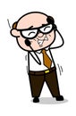 Irritated - Retro Cartoon Office old Boss Man Vector Illustration