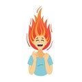 Irritated woman in rage, stress, exploding with anger. Hair flares up like flame. Overworked concept. Personal disorder Royalty Free Stock Photo
