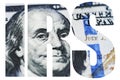 IRS, American Money Macro close up of Ben Franklin`s face on the US 100 dollar bill Royalty Free Stock Photo