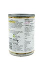 Tescos branded butter beans in water contained in a recyclable tin can with graphics icons and Royalty Free Stock Photo