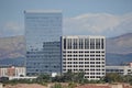 Irvine Spectrum area building with snow mountain , Orange county, California, USA, January 26, 2021