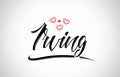 irving city design typography with red heart icon logo