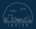 Irving- Cityscape with white abstract line corner curve modern style on dark blue background, building skyline city vector