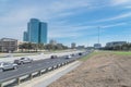 Irving, Texas skyline view from John Carpenter Freeway blue sky Royalty Free Stock Photo