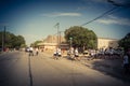 Team of high school drummers on street at Independence Day celebration Royalty Free Stock Photo