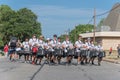 Team of high school drummers on street at Independence Day celebration Royalty Free Stock Photo