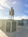 IRVING, TX, US-NOV 4, 2018:The statue of Mahatma Gandhi in Mahatma Gandhi Memorial Plaza. Monument in Thomas Jefferson Park.