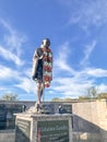 IRVING, TX, US-NOV 4, 2018:The statue of Mahatma Gandhi in Mahatma Gandhi Memorial Plaza. Monument in Thomas Jefferson Park.