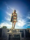 IRVING, TX, US-NOV 4, 2018:Vintage tone the statue of Mahatma Gandhi in Mahatma Gandhi Memorial Plaza. Monument in Thomas