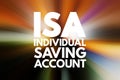ISA - Individual Saving Account acronym, business concept background