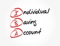 ISA - Individual Saving Account acronym, business concept background