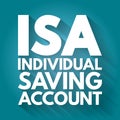 ISA - Individual Saving Account acronym, business concept background