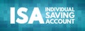 ISA - Individual Saving Account acronym concept