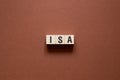 ISA - Individual Savings Account word concept on cubes