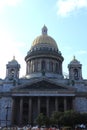 Isaac Cathedral dome facade with bell towers