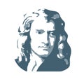 Isaac Newton, an English physicist and mathematician. Vector.