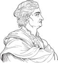 Isaac Newton cartoon style portrait Royalty Free Stock Photo