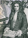 Isaac Newton a portrait from old English money Royalty Free Stock Photo