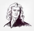 Isaac Newton vector sketch style portrait