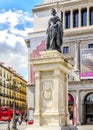 Isabel II sculpture in front of Theater Real in Madrid. Royalty Free Stock Photo