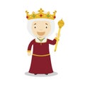 Isabella I of Castile The Catholic cartoon character. Vector Illustration