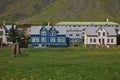 Traditional style houses that overlook the Tungata square in beautiful town of Isafjordur in Iceland