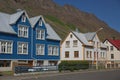 Traditional style houses that overlook the Tungata square in beautiful town of Isafjordur in Iceland