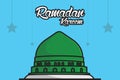 Isalmic Madina Masjid Al Nabawi Mosque vector illustration. Royalty Free Stock Photo