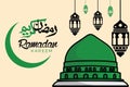 Isalmic Madina Masjid Al Nabawi Mosque vector illustration. Royalty Free Stock Photo