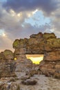 Isalo rock window landmark in a nature landscape in Madagascar Royalty Free Stock Photo