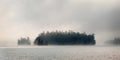 Isands on a misty morning on Lake Kashwakamak Royalty Free Stock Photo