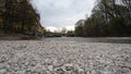 Isar river bed pebbles in Munich Royalty Free Stock Photo