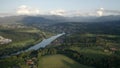 Isar River 4k Aerial. Bavarian Pre Alps. Bad Toelz. Travel Destination