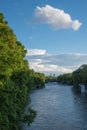 Isar river munich with green riverbank Royalty Free Stock Photo