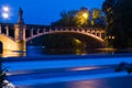 Isar river in munich at night