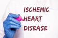 Ischemic heart disease inscription. Coronary disease. Medical concept