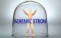 Ischemic stroke can separate a person from the world and lock in an isolation that limits - pictured as a human figure locked