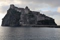 Ischia - Castello Aragonese dal pontile all`alba Royalty Free Stock Photo