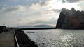 Ischia - Panoramica del Castello Aragonese dal Piazzale delle Alghe all`alba